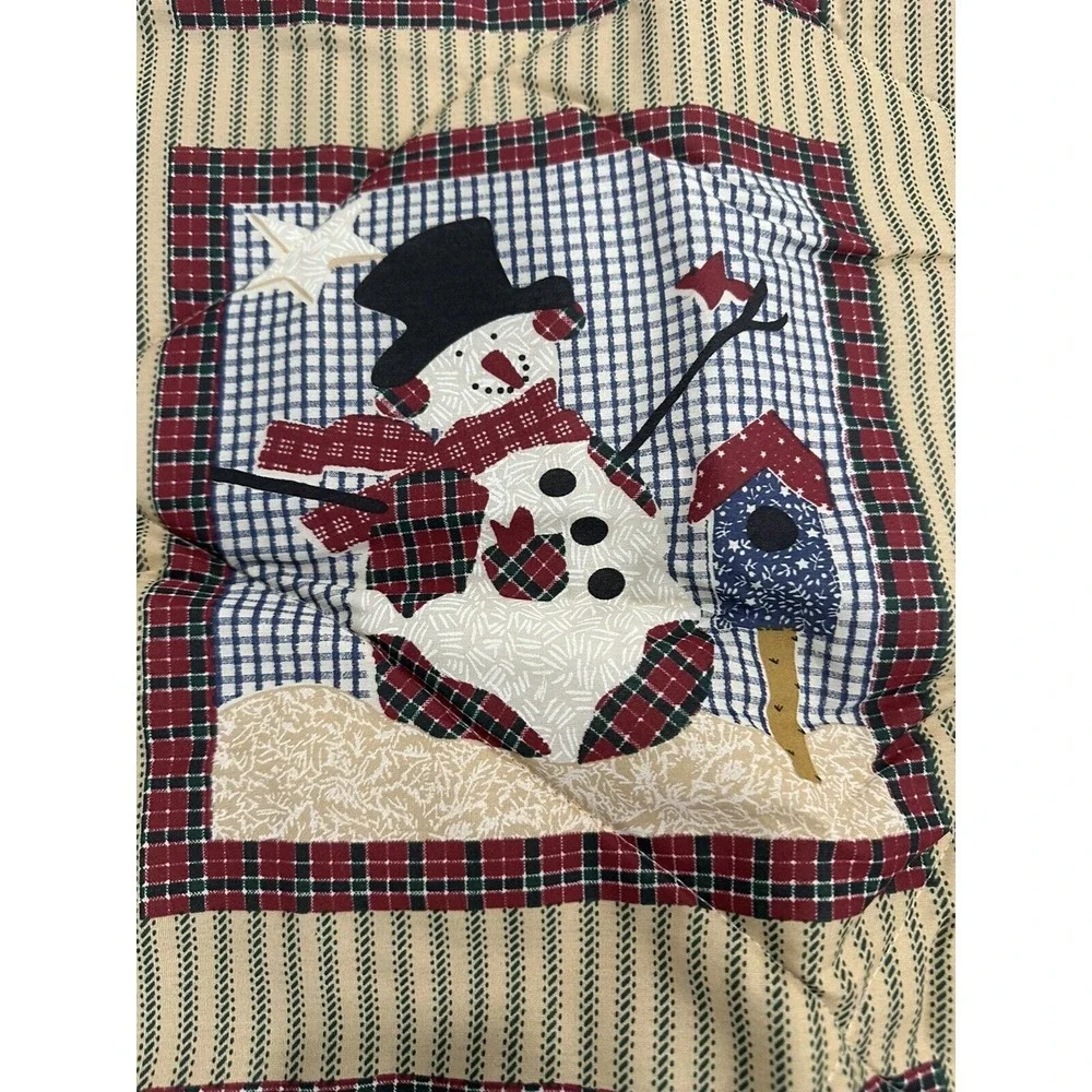 Vintage‎ Christmas Queen Bedspread Santa Claus, Christmas Trees, Snowman NEW